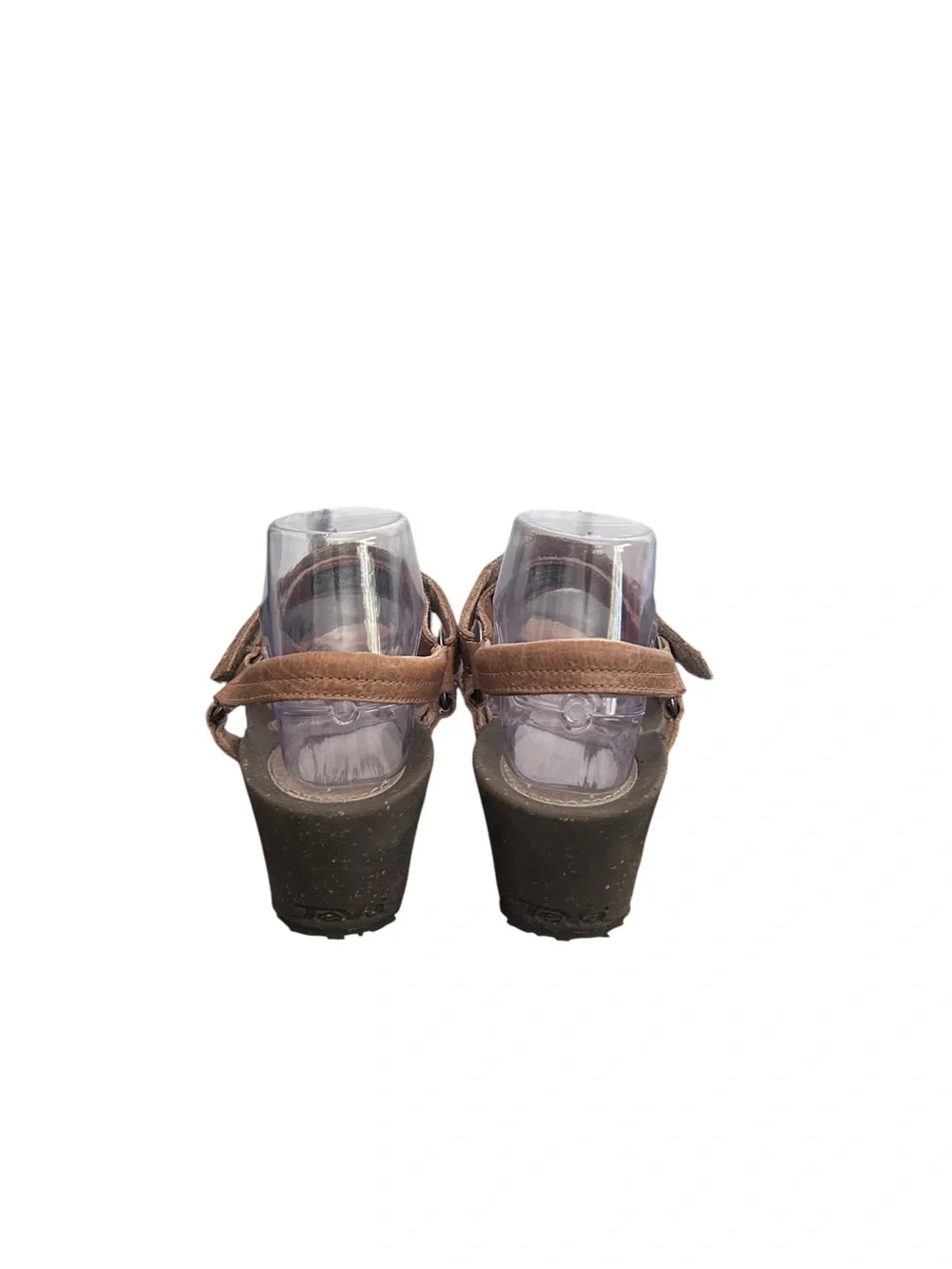 Teva Womens 4253 Brown Leather Wedge Sandals Comfort Shoes Size 10
